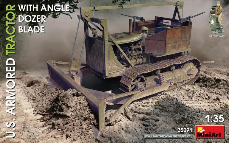 U.S. Armored Tractor With Angle Dozer Blade Plastic Kit 1:35 Model MINIART
