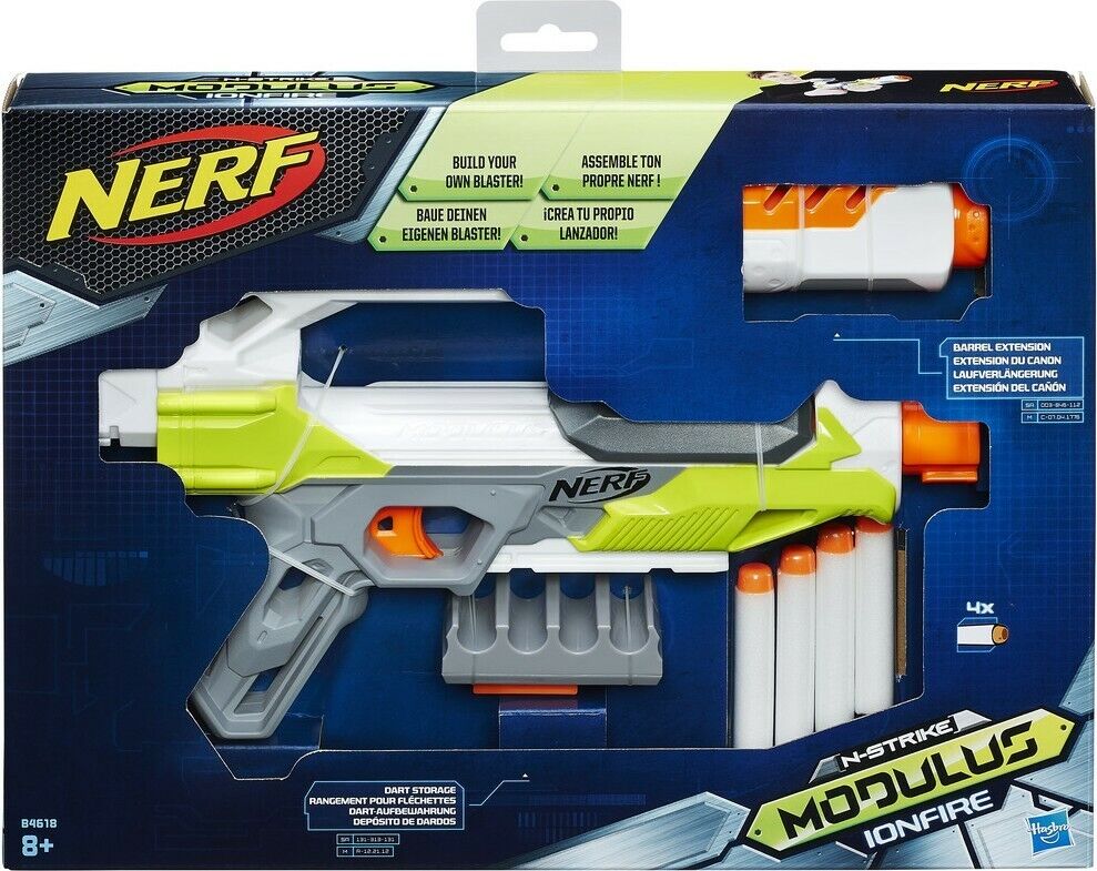 NERF N-Strike Modulus Ionfire Blaster B4618 Seals Con 4 Freccette 8+