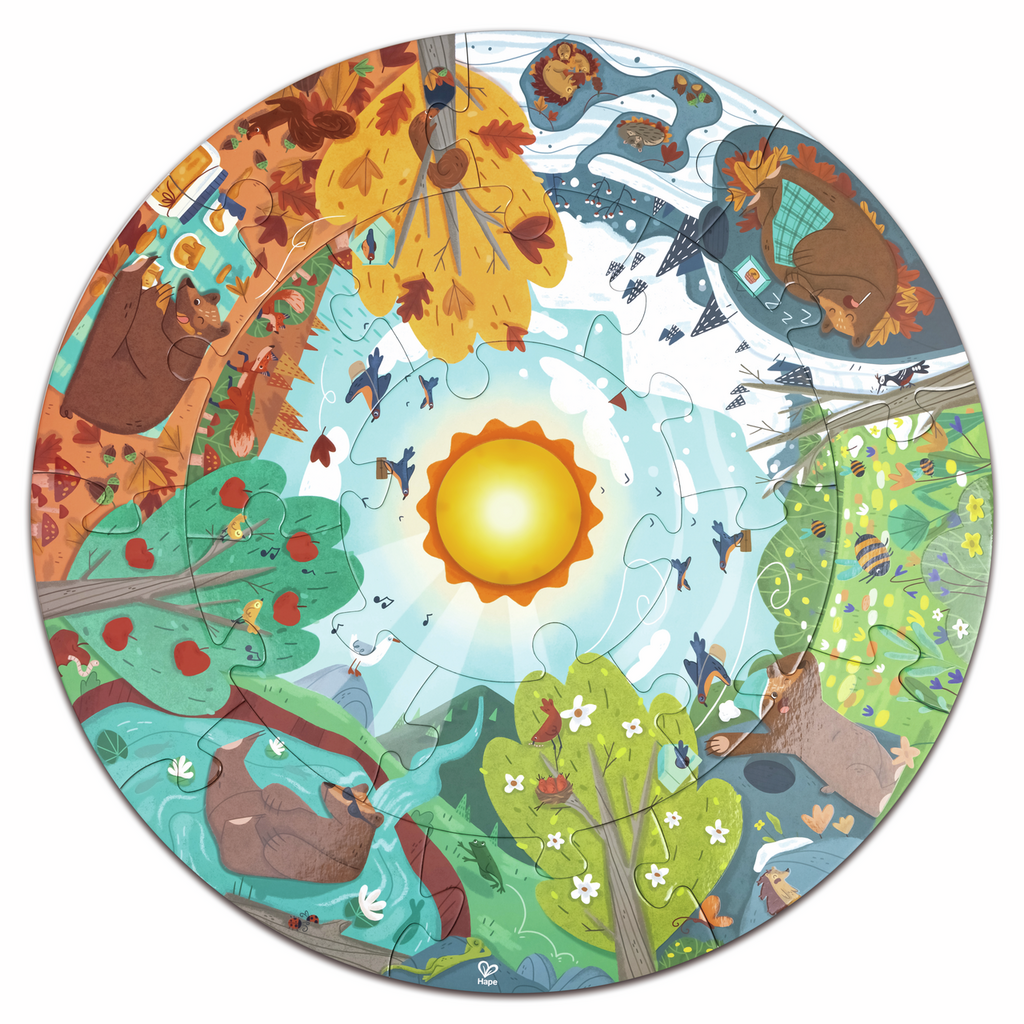 PUZZLE 16 PEZZI rotondo QUATTRO STAGIONI four seasons HAPE con luce centrale E16