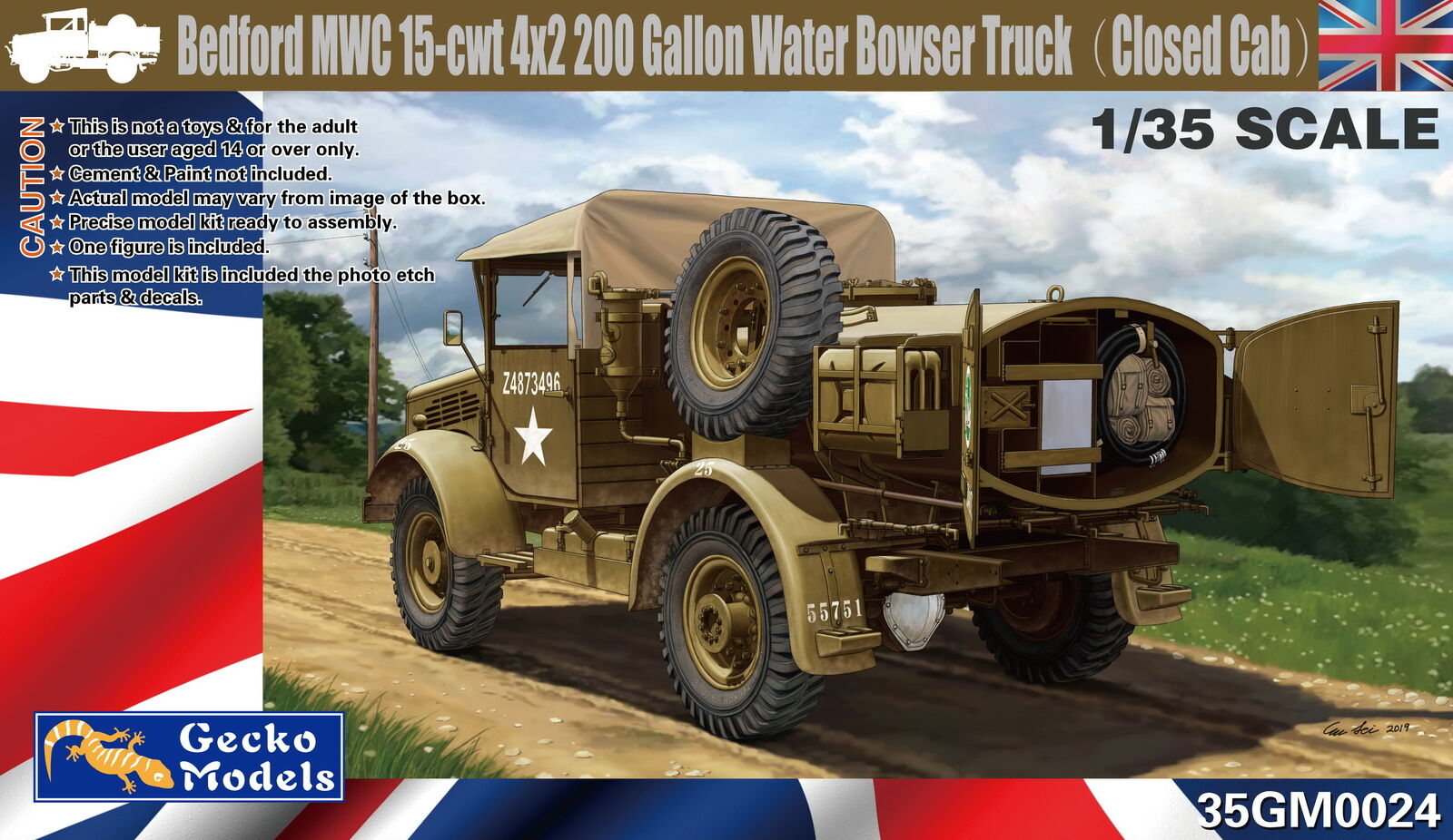 Bedford MWC 15-cwt 4x2 200 Gallon Water Bowser Truck Close Cab 1:35 Plastic Kit