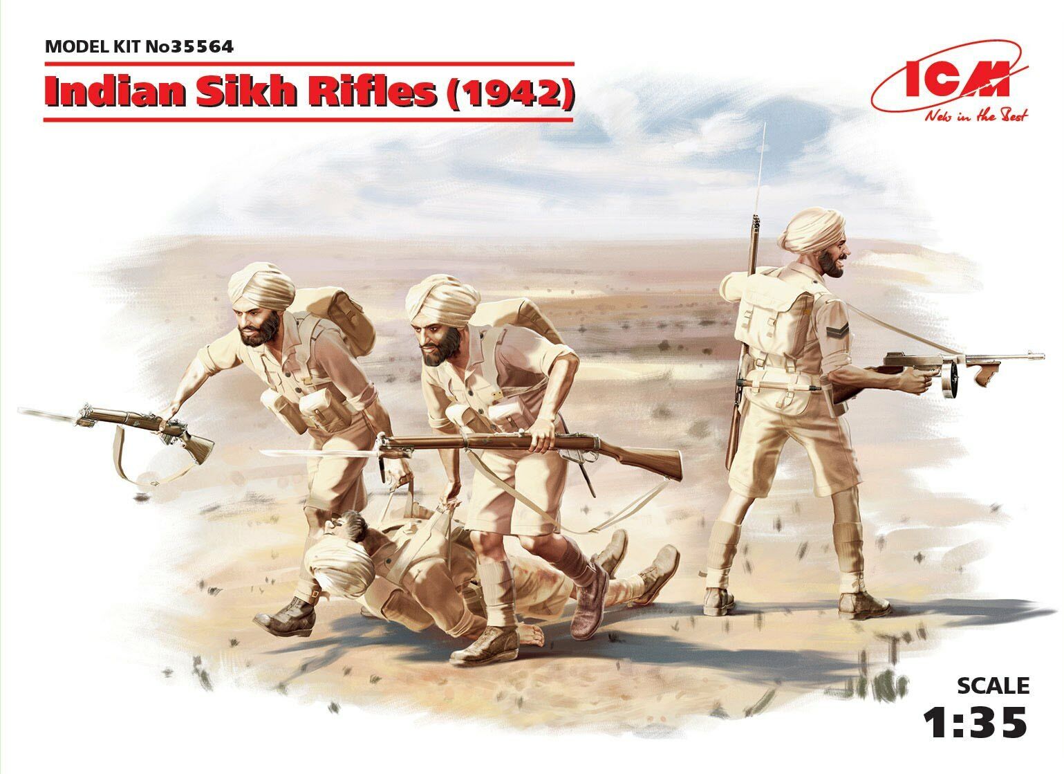 Indian Sikh Rifles (1942) (4 Figures) 1:35 Figure Plastic Model Kit ICM
