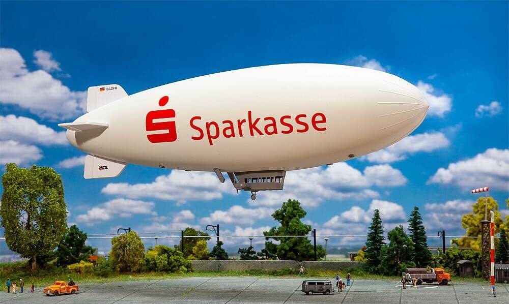 FALLER N Scale Airship - Kit -- Sparkasse (White, red)