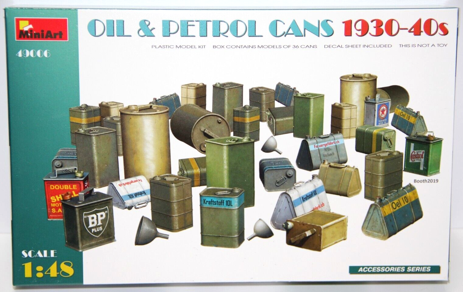 MINIART 1:48 ACCESSORIES SERIES OIL & PETROL CANS 1930-40S 36 CANS ART 49006