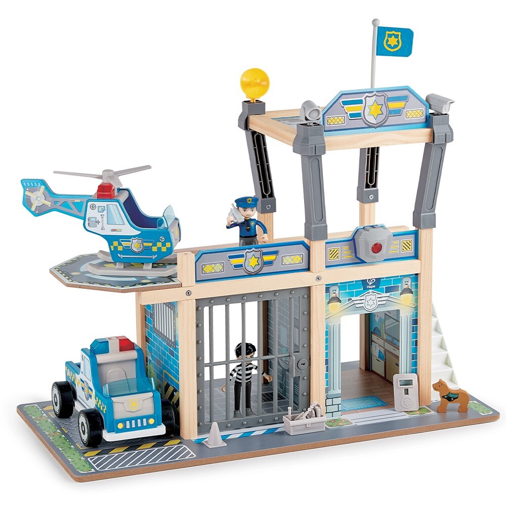 STAZIONE POLIZIA METROPOLITANA set di gioco HAPE in legno e plastica E3050 età 3