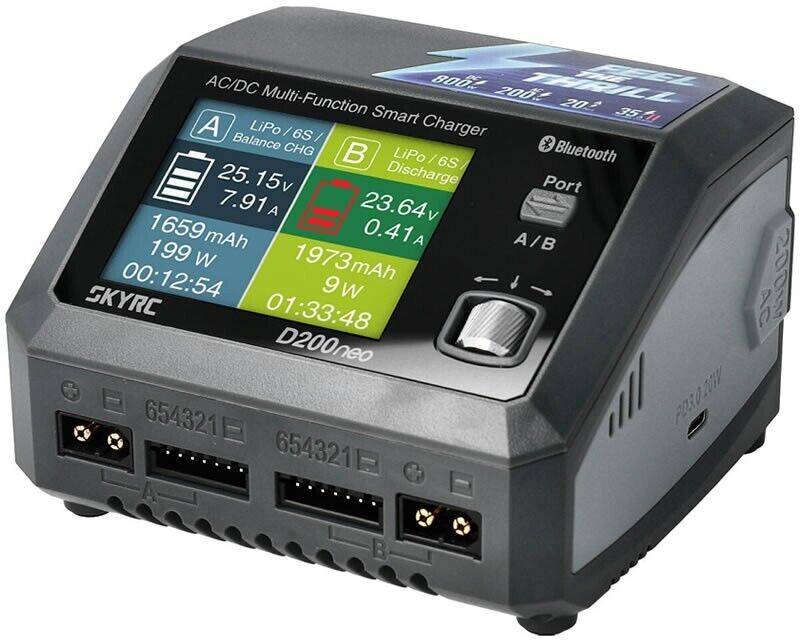 SkyRC Caricabatterie D200 Neo LiPo 1-6S 20A 200W AC/DC SK100196-01 modellismo