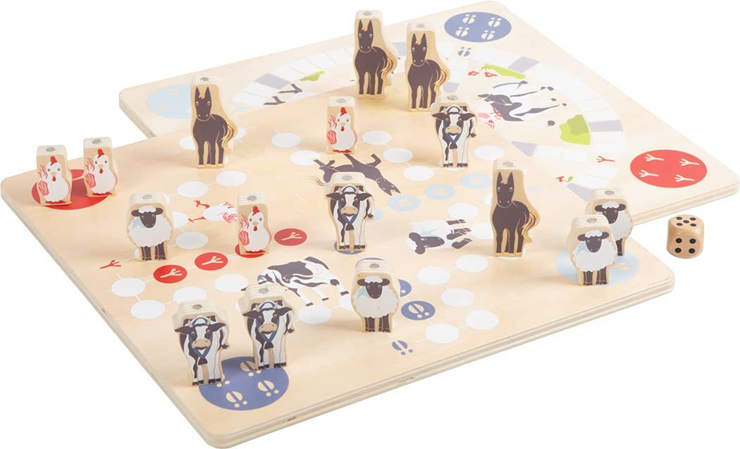 small foot 12228 "4 Friends" Games Collection, with farm animal motifs, wooden g
