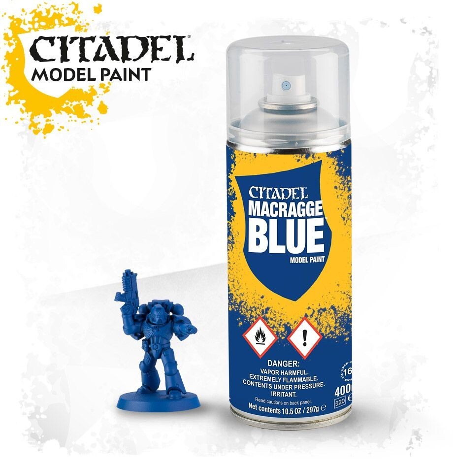 MACRAGGE BLUE colore MODEL PAINT spray CITADEL Warammer GAMES WORKSHOP bombolett