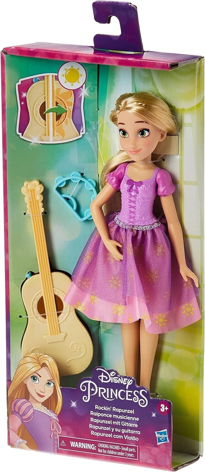 Bambola Disney Princess Rapunzel con Chitarra Cambia Colore e Tamburello Hasbro