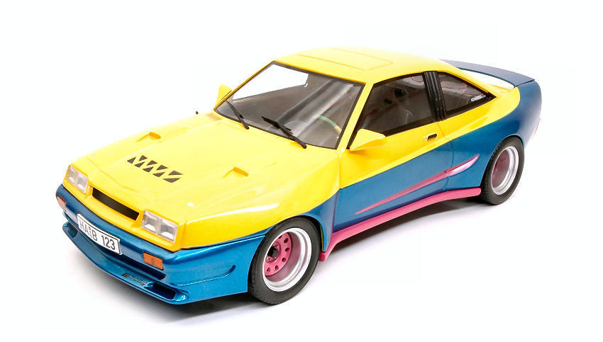 Opel Manta B Matting Yellow / Blue 1:18 Model MODELCARGROUP