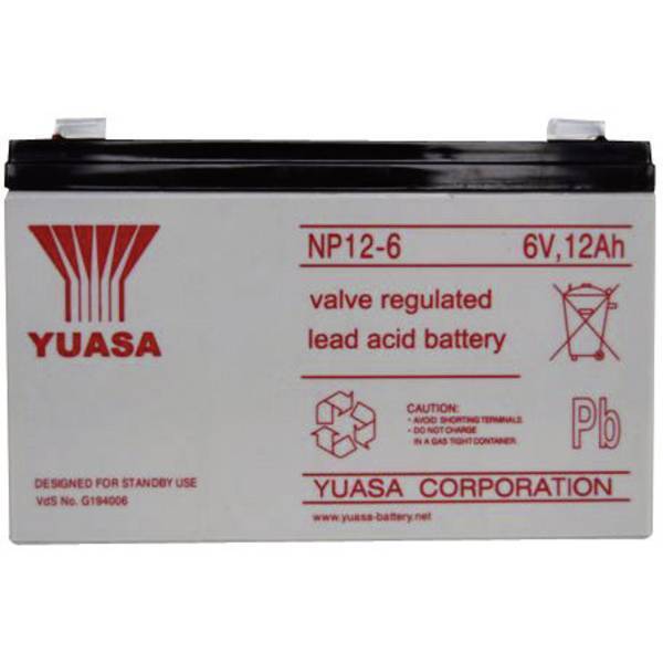 YUASA NP12-6 BATTERIA AL PIOMBO 6 V 12 AH PIOMBO-AGM L X A P 151 98 MODELLISMO