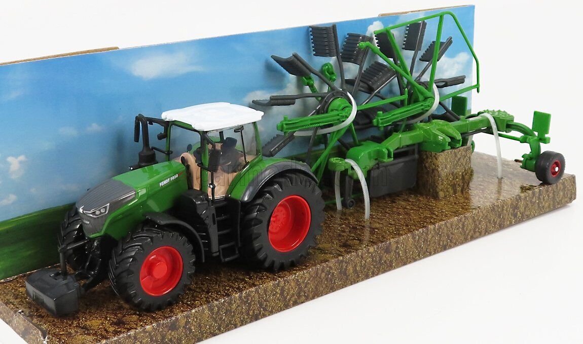 1/50 BURAGO - FENDT - VARIO 1050 TRACTOR WITH WHIRL RAKE TRAILER 2016 BU31665-BK