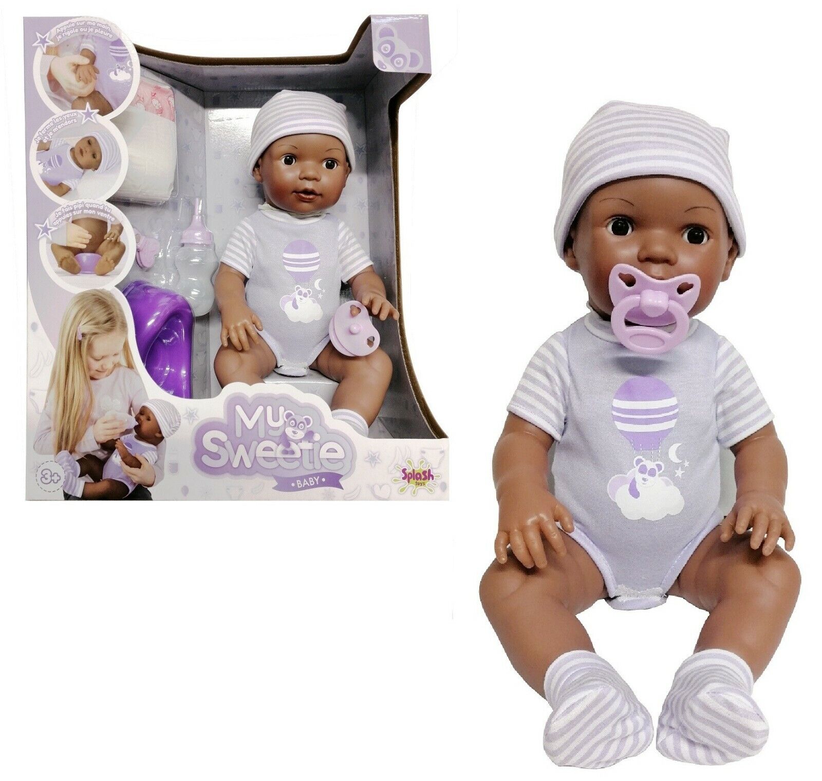 My Sweetie Baby 40cm Bambola Nera Interattiva Neonato Afroamericano