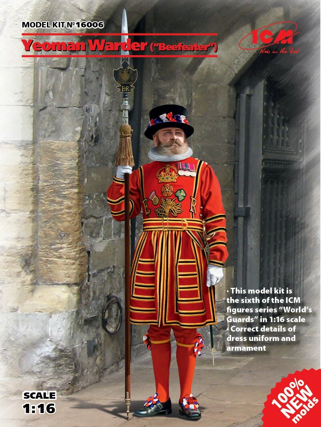 Yeoman Warder Beefeater (100% New Molds) 1:16 Figure Plastic Model Kit ICM