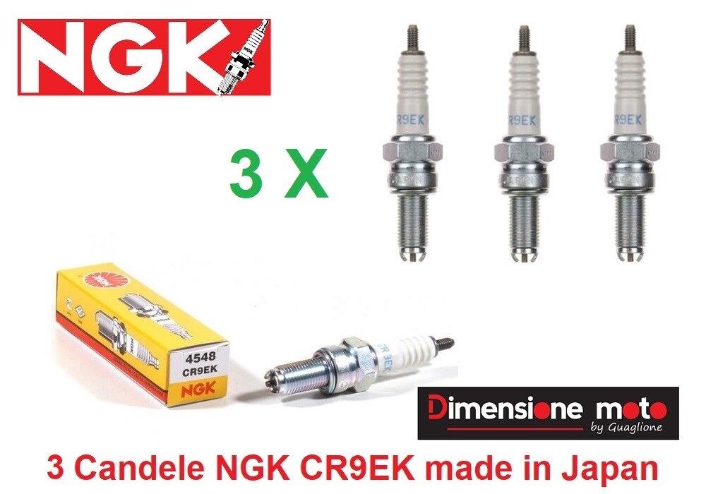 4548 - 3 Candele d'accensione NGK CR9EK per TRIUMPH Tiger 800 dal 2011 >2014