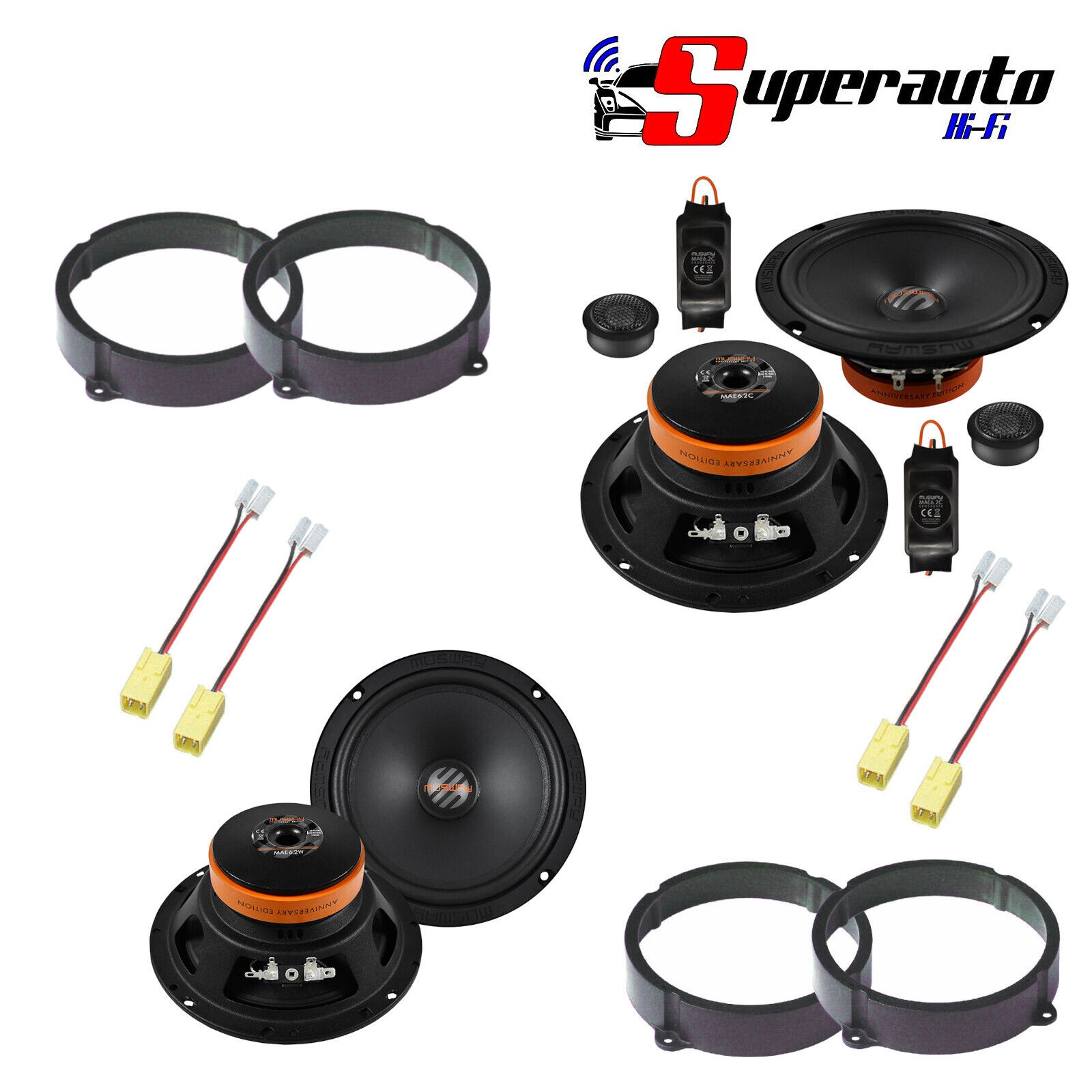 MUSWAY MAE Kit 6 altoparlanti auto anteriori e posteriori fit Alfa Romeo 147