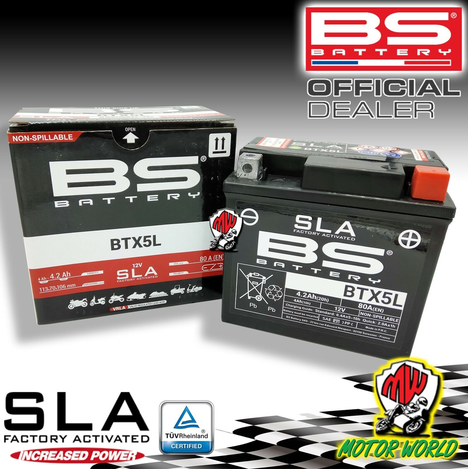 BATTERIA BS BATTERY SLA BTX5L KYMCO MXER 50 2002 2003
