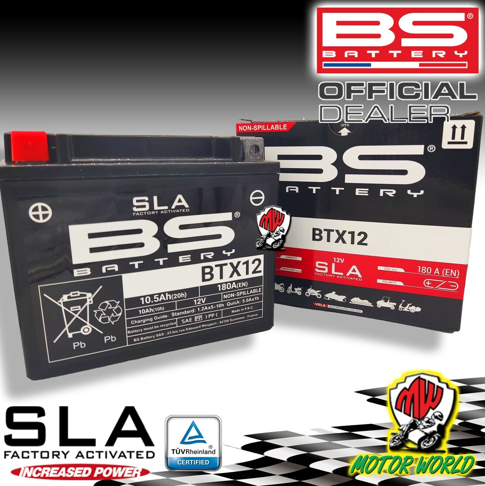BATTERIA BS BATTERY SLA BTX12 GIA ATTIVATA KAWASAKI KLE  500 1999 2000 2001 2002