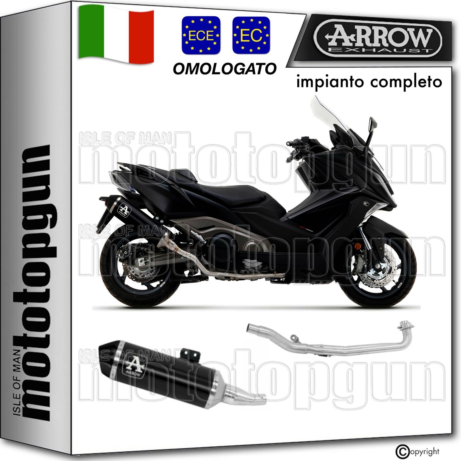 ARROW SCARICO COMPLETO HOMCAT URBAN ALLUMINIO NERO KYMCO AK 550 2021 21