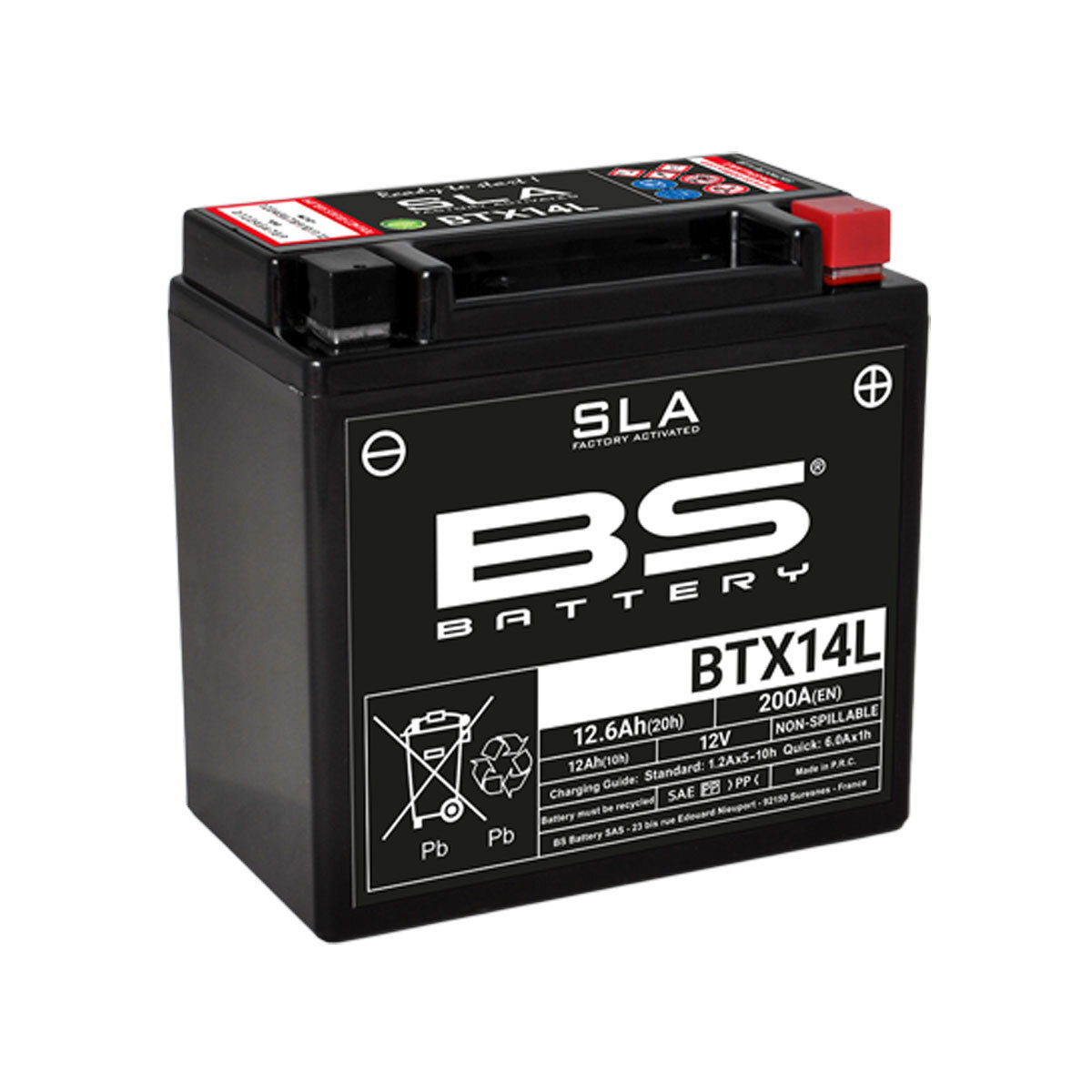BATTERIA PRECARICATA BS BATTERY SLA BTX14L HARLEY 1200 XLV Seventy Two 2013-2016