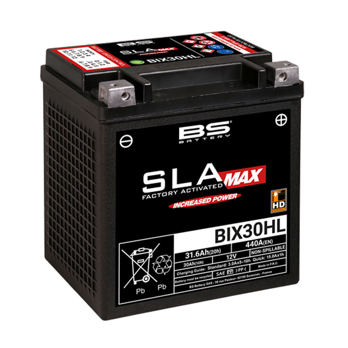 BATTERIA BS BATTERY SLA-MAX BIX30HL YIX30L H-D 1340 FLHTCI EL GL CL FI 1997-1998
