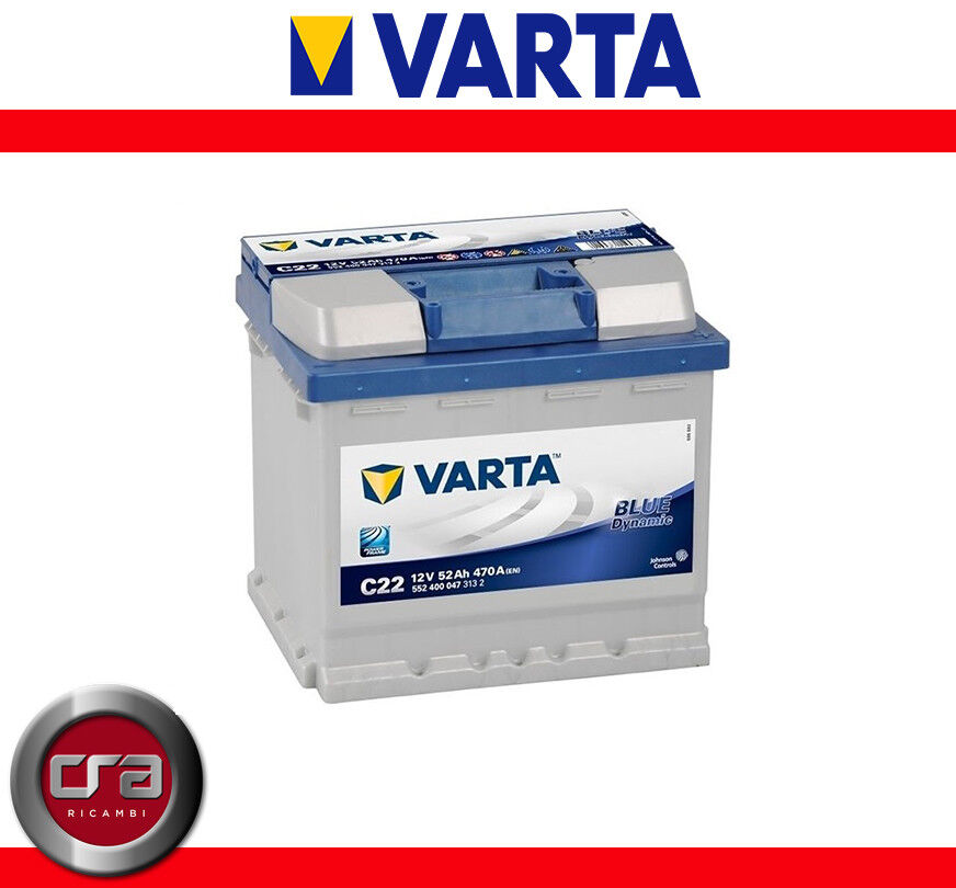 BATTERIA AUTO POLO POSITIVO DX+ VARTA BLUE DYNAMIC C22 52AH 470A 552400047