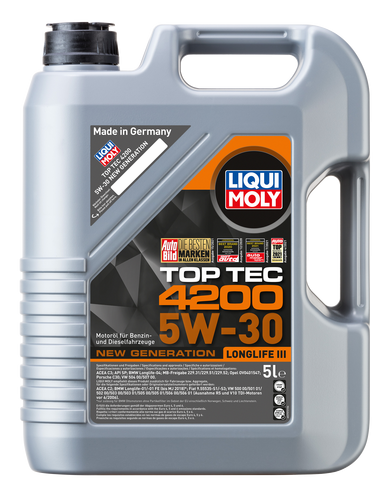 Olio motore Liqui Moly TOP TEC 4200 5W30 Longlife III 5 Litri Lt