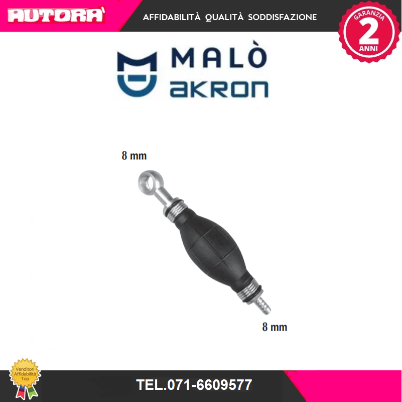 129007 Pompa, Prealimentazione carburante (Adescatore) D.8mm/8mm (MARCA-MALO')..