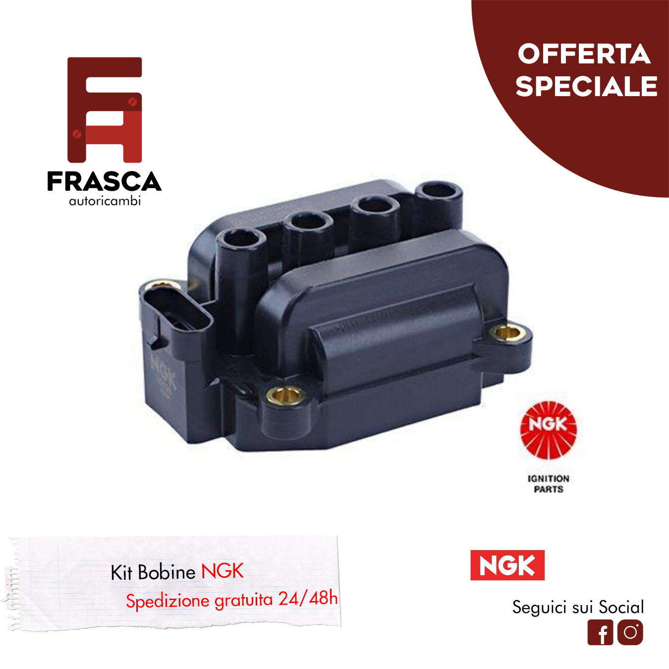 Bobina d'Accensione NGK Dacia Logan 1.2 16V 75 CV 1.2 73 CV 1.2 LPG 75 CV