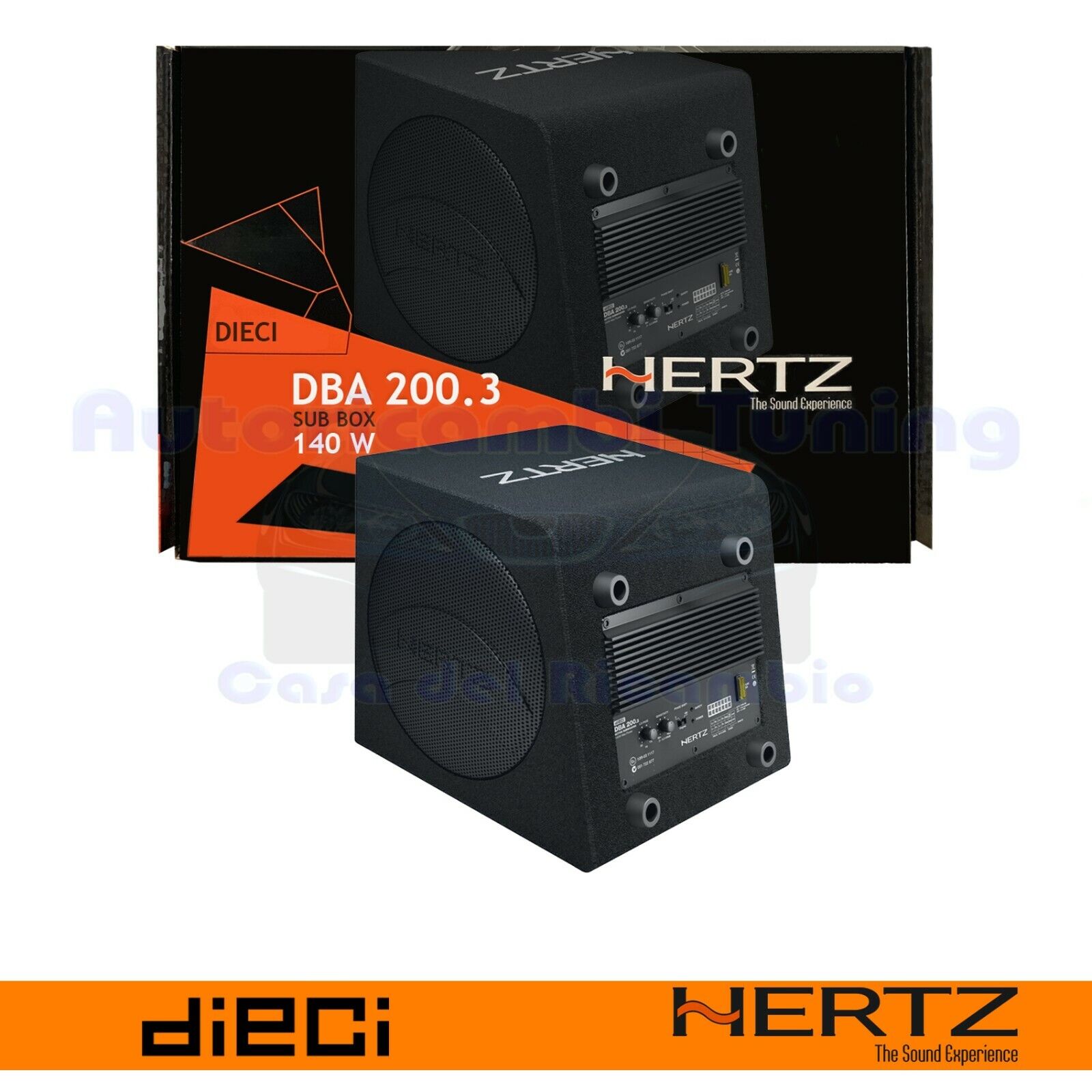 Hertz DBA 200.3 Sub Box Subwoofer Amplificato Attivo Compatto 140 W Cassa Chiusa