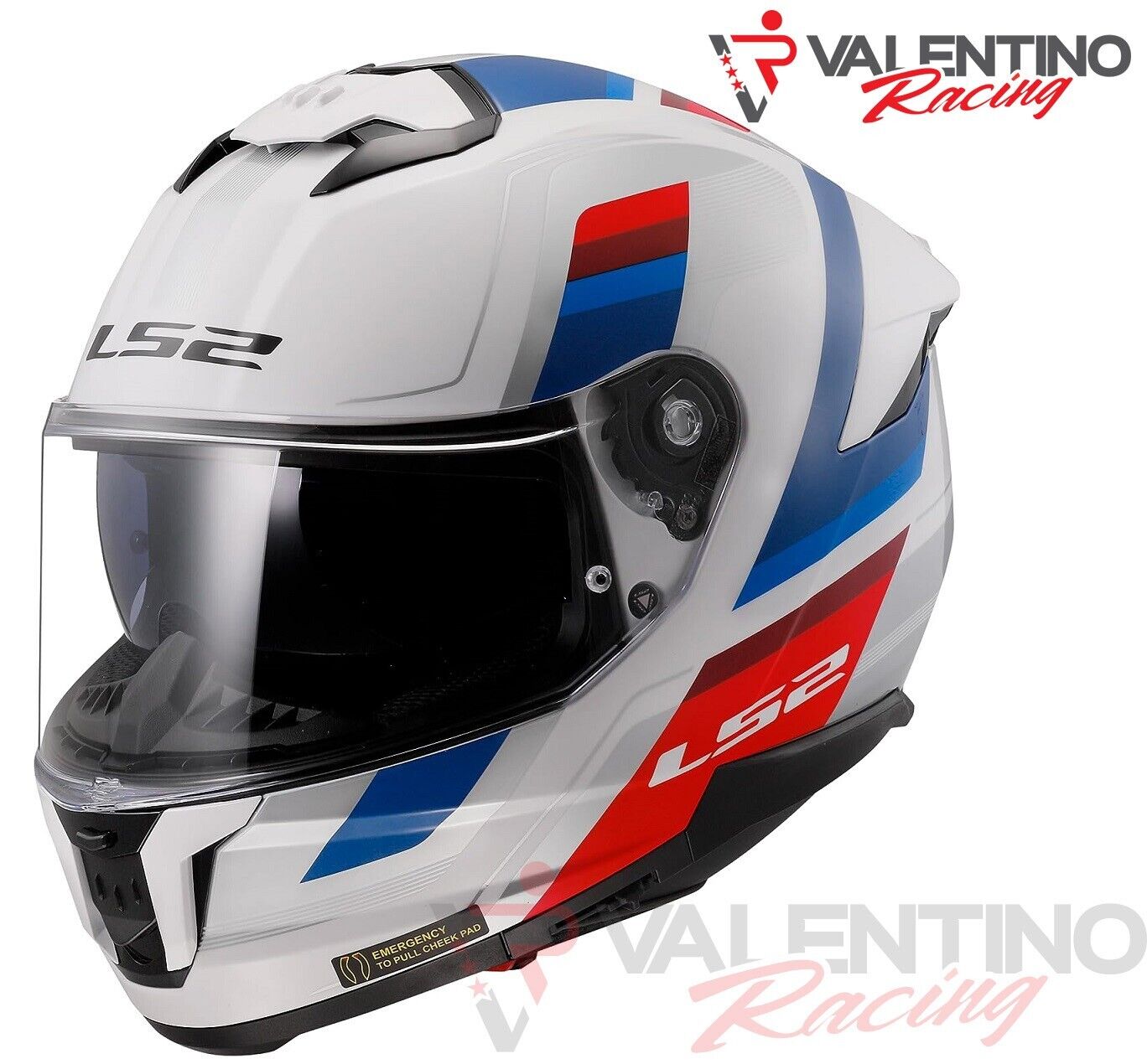 CASCO LS2 FF808 INTEGRALE STREAM II VINTAGE WHITE BLU RED L 59/60 DOPPIA VISIERA