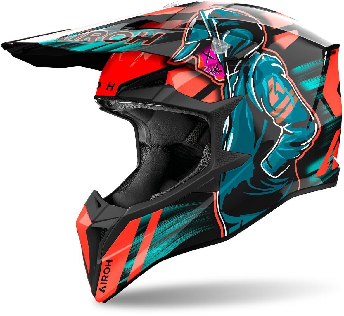 CASCO HELMET MOTO CROSS ENDURO AIROH WRAAAP CYBER 22. 06 ORANGE GLOSS TG S