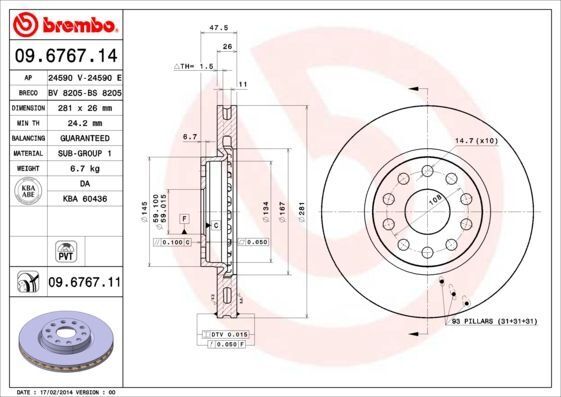 BREMBO Discofreno  09.6767.11