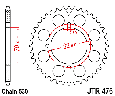 Corona a 35 denti in Acciaio JT Sproket JTR476.35 Passo 530