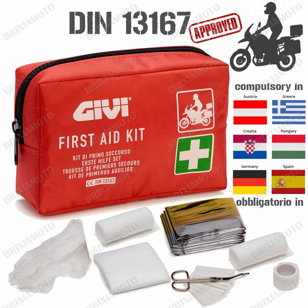 FIRST AID KIT PRONTO SOCCORSO MOTO AUTO ATV BICI EMERGENZA GARZE GIVI S301