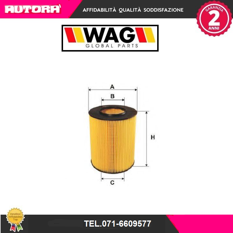 WA364 Filtro aria adatto a Smart (MARCA-WAG)