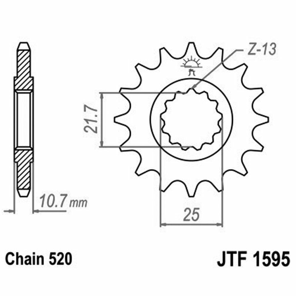 PIGNONE DI TRASMISSIONE ACCIAIO JT SPROCKETS 16 DENTI JTF1595.16