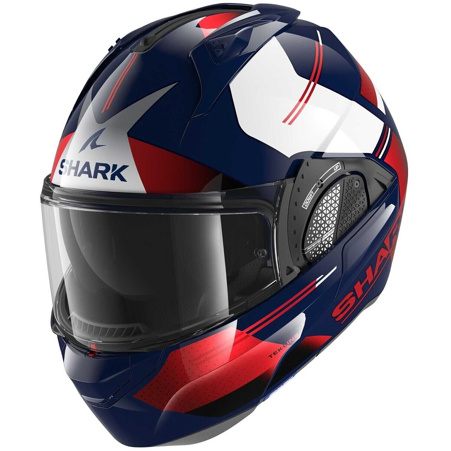 CASCO MODULARE SHARK EVO GT TEKLINE ROSSO BLU MENTONIERA RIBALTABILE TG S