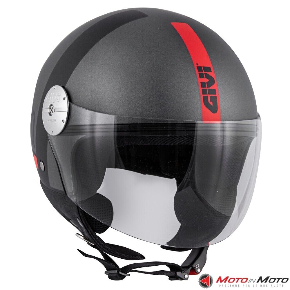 Casco Demi-jet Givi 10.7 Mini-J Concept Nero Antracite Rosso Taglia L