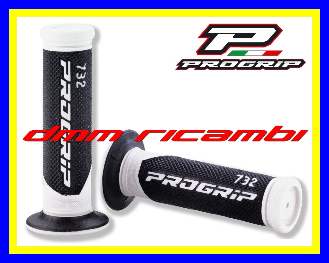 Manopole PROGRIP 732 Moto Strada Scooter MiniMoto Pit-Bike Motard Nero/Bianco