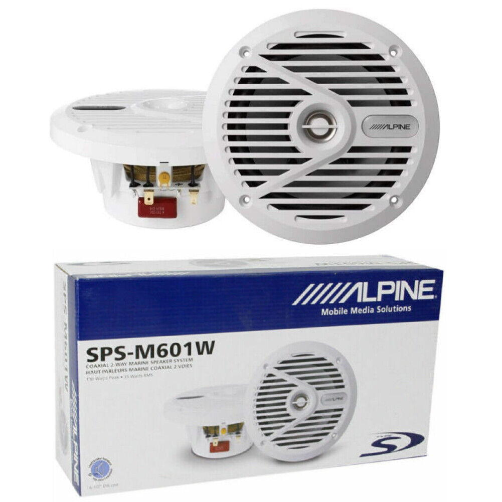 2 ALPINE SPS-M601W altoparlanti coassiali 2 vie marini bianchi da 16,5 cm 4 ohm