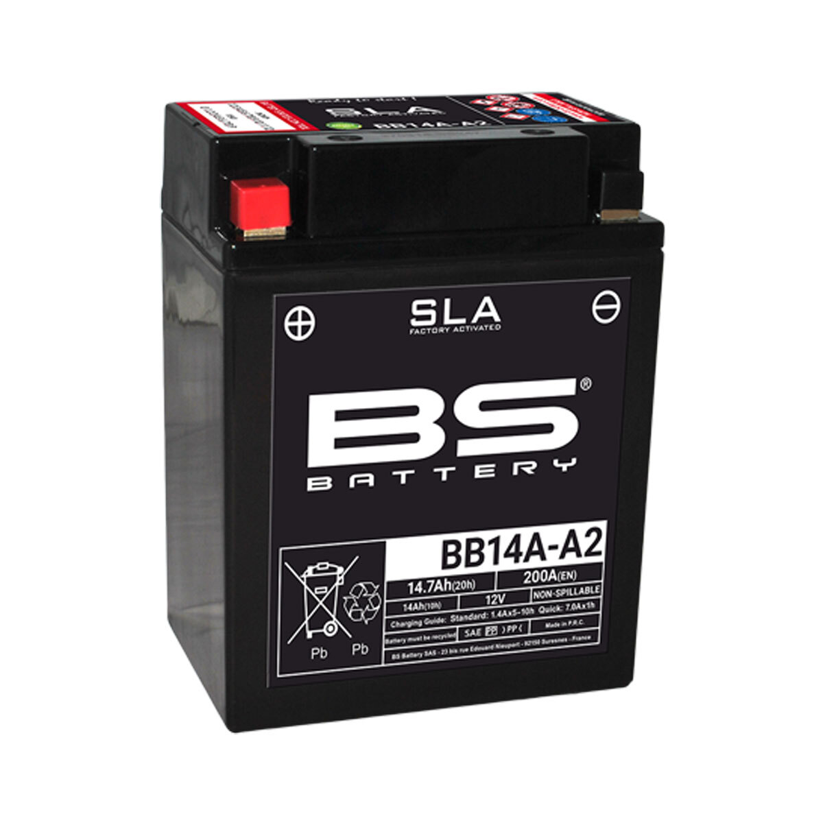 BATTERIA BS BATTERY SLA BB14A-A2 YB14A-A2 FOR KAWASAKI 300 KLFC BAYOU 4X4 2003-2