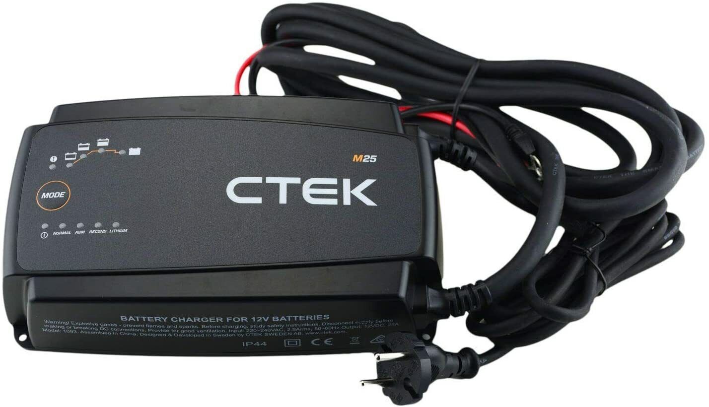 Ctek Caricabatterie M25 EU 12V 25Amps per Imbarcazioni Grandi Batterie 500Ah