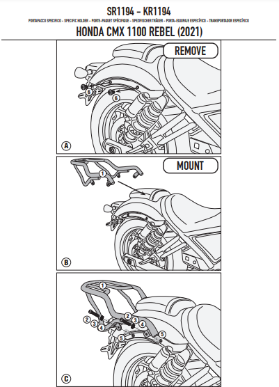 SR1194 GIVI Attacco bauletto MONOKEY® o MONOLOCK® per HONDA CMX 1100 Rebel 2022