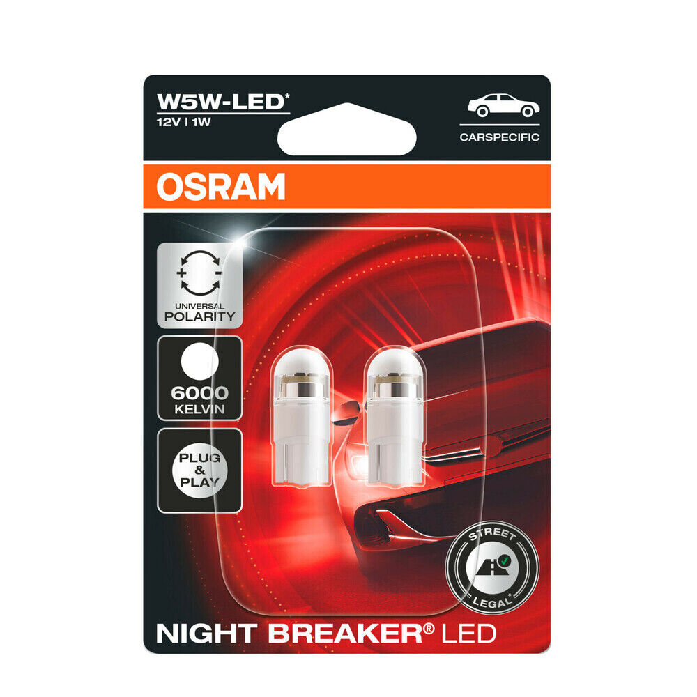 Coppia lampadine omologate Osram 12V Night Breaker Led W5W T10