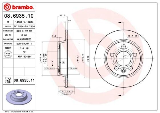 BREMBO Discofreno  08.6935.11