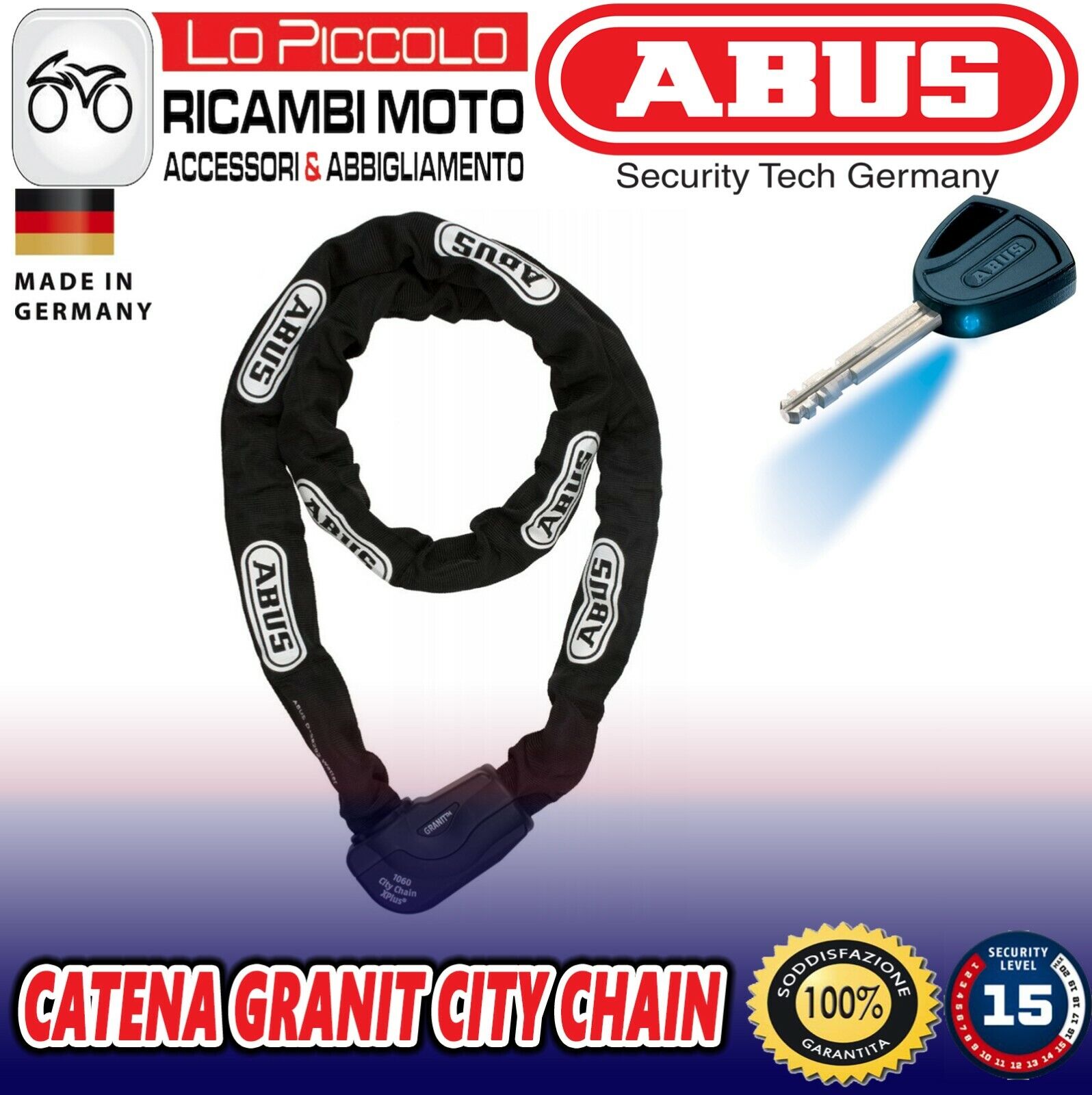 Abus Sicurezza Moto GRANIT CITYCHAIN X-PLUS 140CM L-CHAIN CATENA BICI MOTORINO