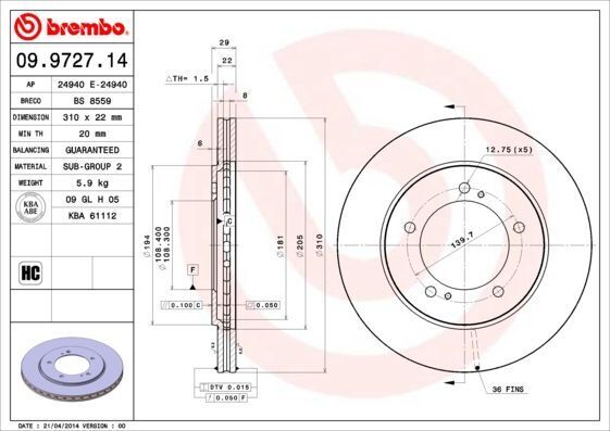 BREMBO Discofreno  09.9727.14