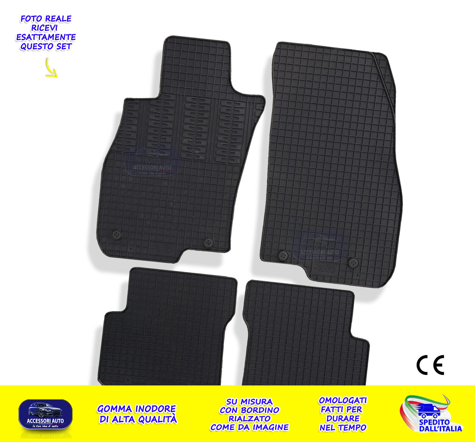Tappetini Alfa Mito da 2008> in gomma Tappetini set su misura antiscivolo nero 4