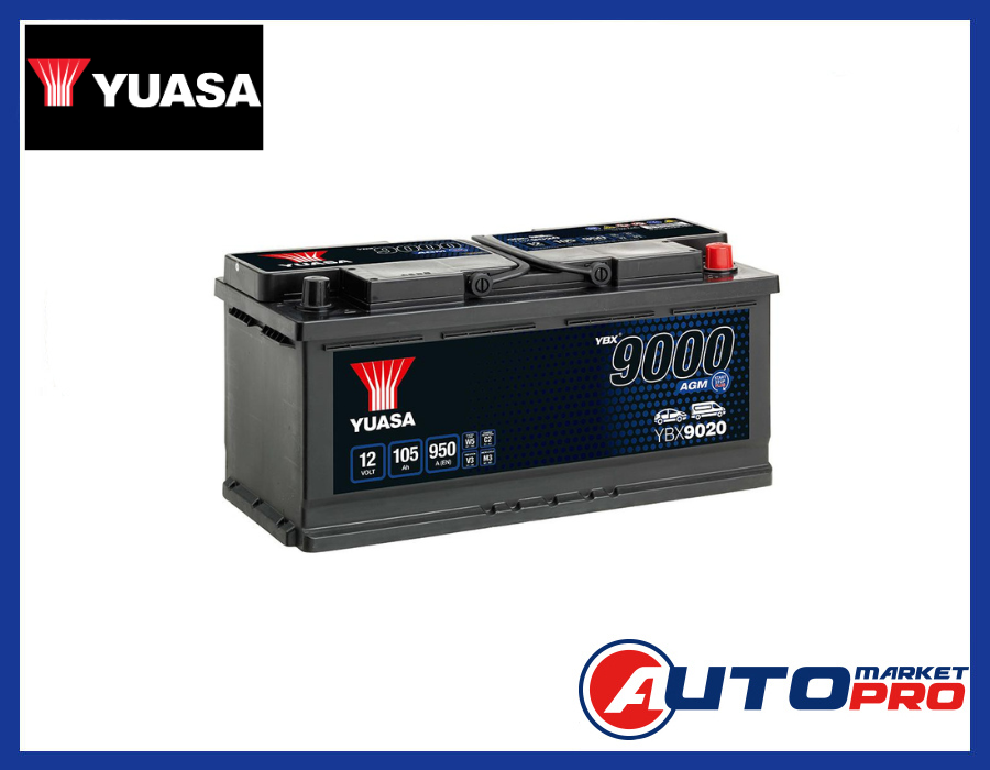 YUASA YBX9020 BATTERIA AGM AD ALTE PRESTAZIONI 12V 105AH 950A SERIE YBX9000