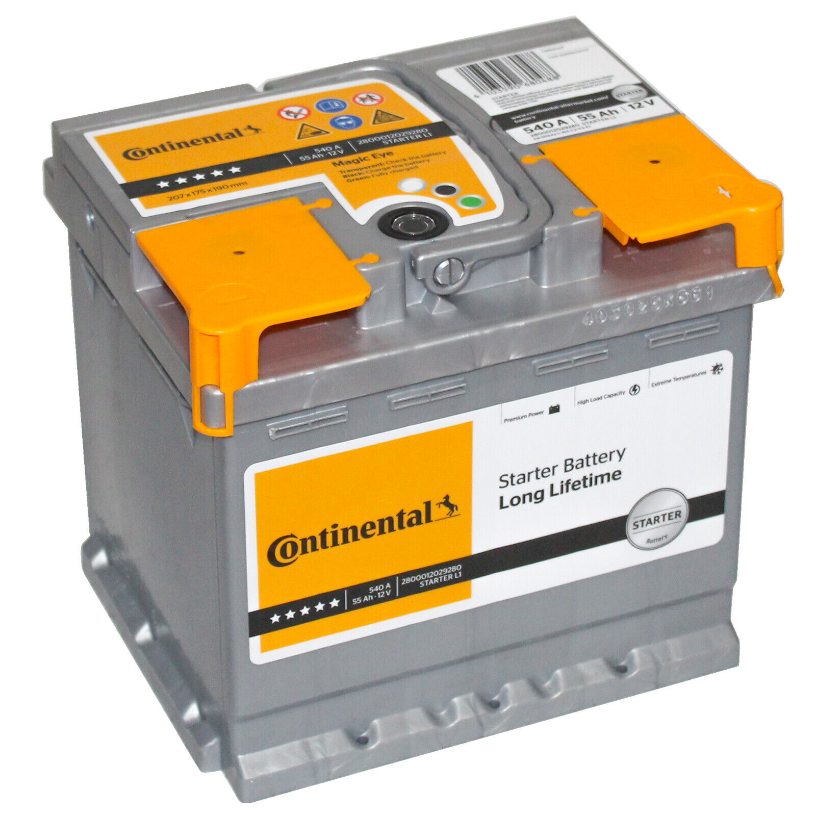 Batteria Auto Continental 55 Ah 12v 540A +DX = Fiamm 54 Ah 52ah Bosch Varta 53ah